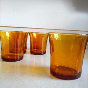 Vintage 60s Duralex France small amber glasses tumblers x6